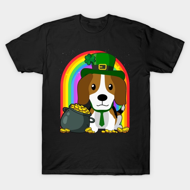 Beagle Rainbow Irish Clover St Patrick Day Dog Gift graphic T-Shirt by theodoros20